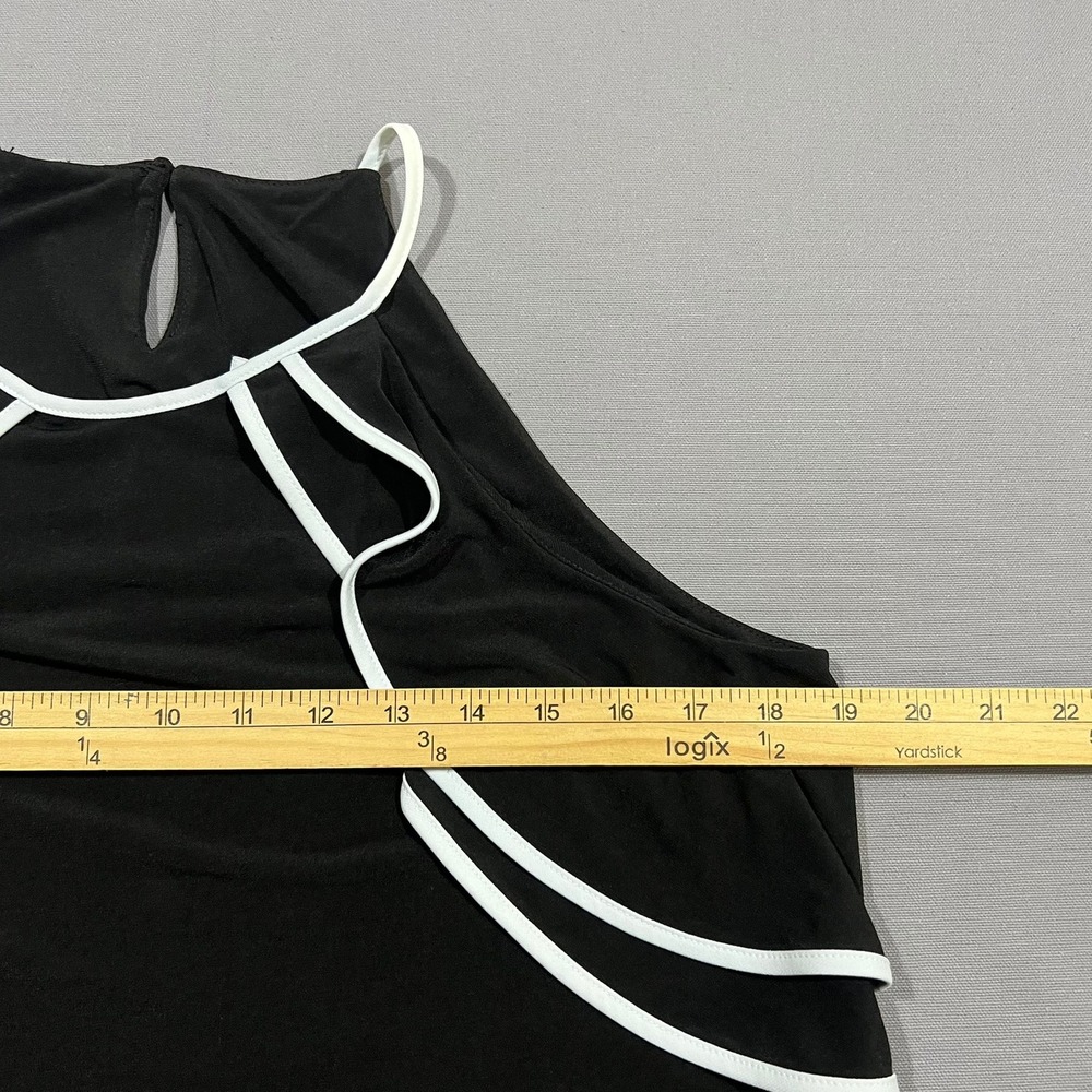 Calvin Klein Halter Top Tank Ruffle Contrast Piping Black White Women's M NWT‎ - Picture 7 of 11
